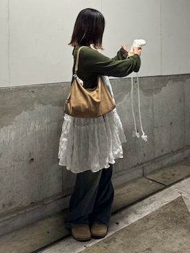 「アイテム（チュニック）」を使った、ヒカルさん（レディース・154cm）の秋コーディネート