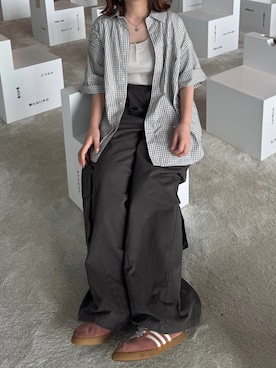 「アイテム（カーゴパンツ）」を使った、ヒカルさん（レディース・154cm）の夏コーディネート