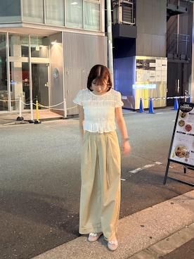 「白ブラウス」｜り おさん（レディース・170cm）の夏コーディネート