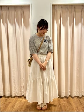 「Samansa Mos2（サマンサ モスモス）のアイテム（バッグ）」を使った、もなみさん（レディース・160cm）の夏コーディネート