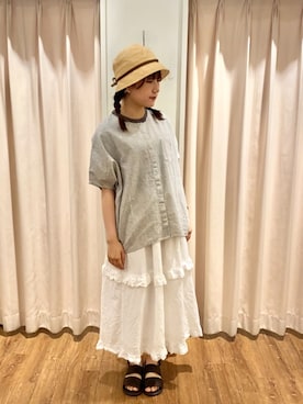 「Samansa Mos2（サマンサ モスモス）のアイテム（帽子）」を使った、もなみさん（レディース・160cm）の夏コーディネート