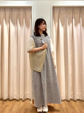 「ギンガムチェックワンピース」｜もなみさん（レディース・160cm）の春コーディネート