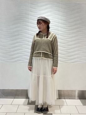 「Samansa Mos2（サマンサ モスモス）のアイテム（ハンチング/ベレー帽）」を使った、もなみさん（レディース・160cm）の冬コーディネート
