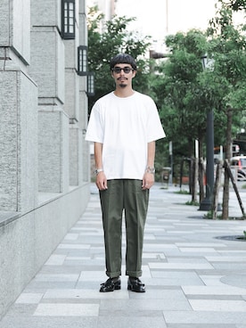 「VINTAGE（ヴィンテージ）のアイテム（パンツ、グリーン系）」を使った、minimal +αさん（メンズ・173cm）の秋コーディネート