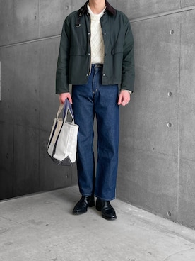 「アイテム（ブルゾン、グリーン系）」を使った、minimal +αさん（メンズ・173cm）の冬コーディネート