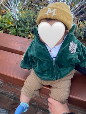 「男の子ベビー」｜「アイテム（帽子）」を使った、KAHOさん（レディース・170cm）の冬コーディネート