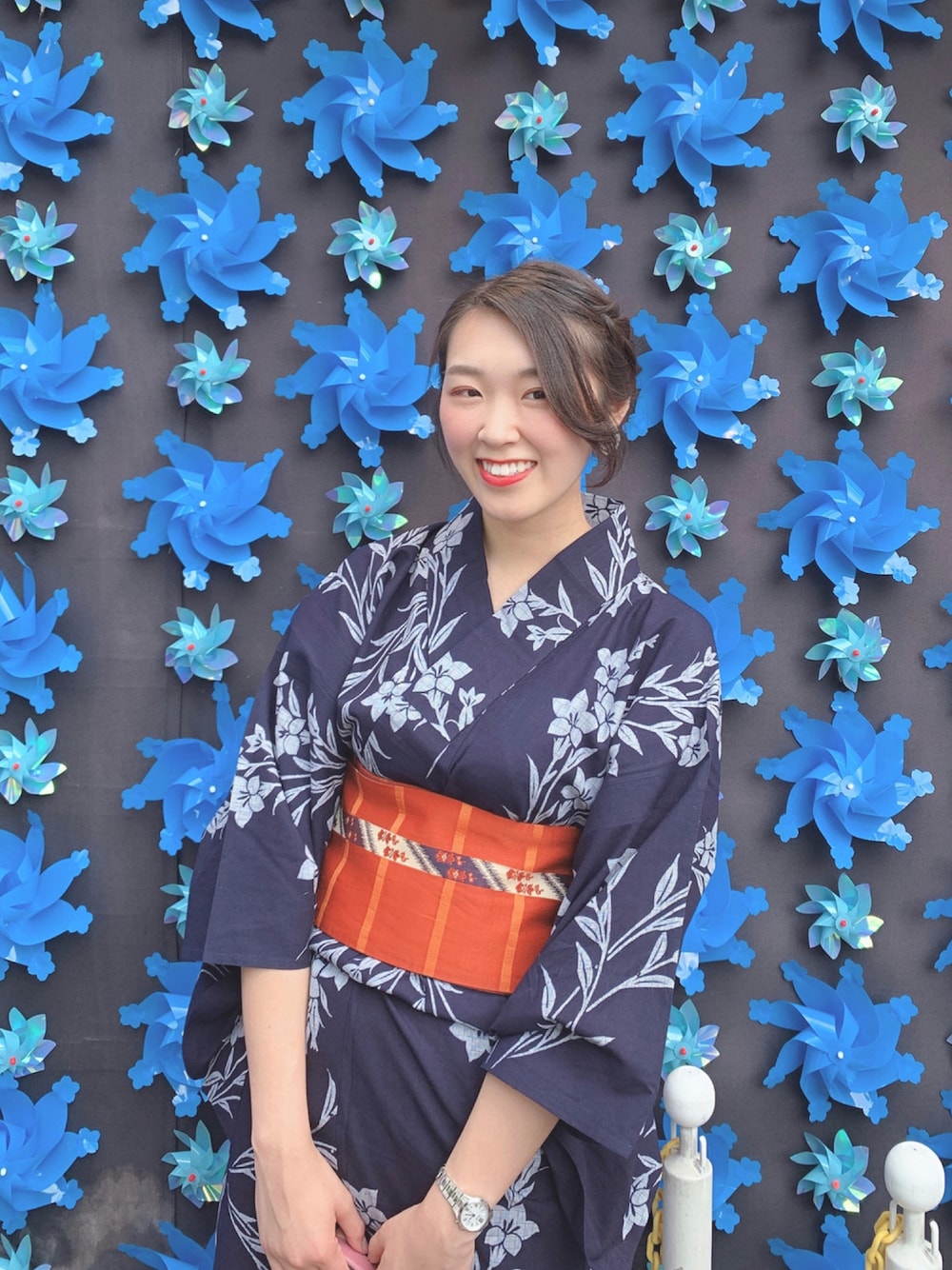 「夏の和物語、高身長女子、浴衣、着物、帯、和服、夏祭り、手作り浴衣、手作り」｜「着物のアイテム（水着/着物・浴衣、ブルー系）」を使った、KAHOさん（レディース・170cm）の夏コーディネートの1枚目の写真