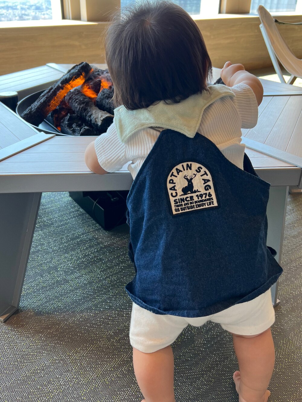 「CAPTAIN STAG、アウトドアスタイル、夏コーデ、夏服、ベビーコーデ、ベビー、ベビーファッション、ベビー服、男の子、男の子コーデ、男の子ベビー、男の子ファッション、むすこーで、むすこふく、生後11ヶ月」｜「CAPTAIN STAGのアイテム（ママ＆ベビー、ブルー系）」を使った、KAHOさん（レディース・170cm）の秋コーディネートの1枚目の写真