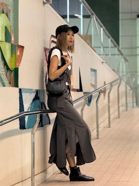 「レイヤードスタイル」｜「アイテム（ワンピース/ドレス）」を使った、あみぃさん（レディース・161cm）の秋コーディネート