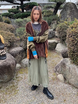 「はじめましてコーデ」｜「アイテム（その他アウター）」を使った、あみぃさん（レディース・161cm）の春コーディネート