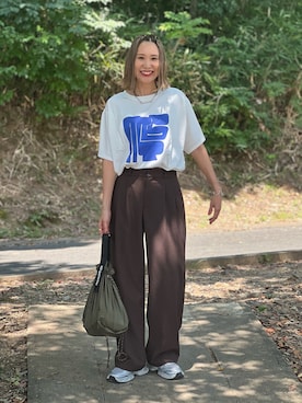 「アイテム（ブラウン系）」を使った、あみぃさん（レディース・161cm）の夏コーディネート