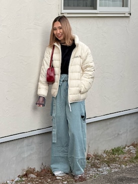 「アイテム（ボストンバッグ）」を使った、あみぃさん（レディース・161cm）の冬コーディネート