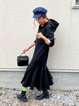 「秋先取りコーデ」｜「アイテム（キャスケット）」を使った、あみぃさん（レディース・161cm）の秋コーディネート