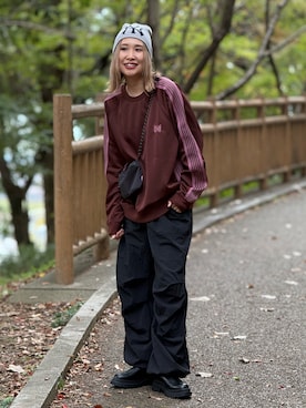 「アイテム（帽子）」を使った、あみぃさん（レディース・161cm）の秋コーディネート