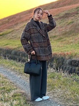 「しまむら（シマムラ）のアイテム（ジャケット/アウター）」を使った、あみぃさん（骨格ウェーブ・レディース・161cm）の冬コーディネート