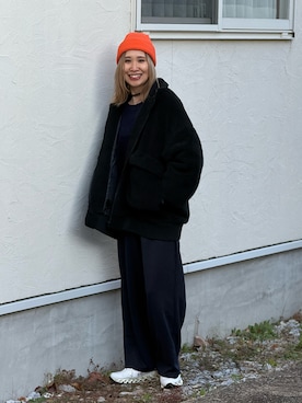 「アイテム（スウェットパンツ）」を使った、あみぃさん（レディース・161cm）の冬コーディネート