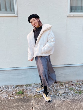 「いつもありがとうございます」｜「アイテム（ブルゾン）」を使った、あみぃさん（レディース・161cm）の冬コーディネート