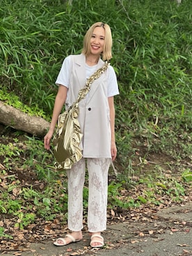 「アイテム（サンダル）」を使った、あみぃさん（レディース・161cm）の夏コーディネート