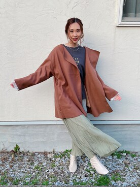 「Green　Parks（グリーンパークス）のアイテム（その他アウター）」を使った、あみぃさん（レディース・161cm）の春コーディネート