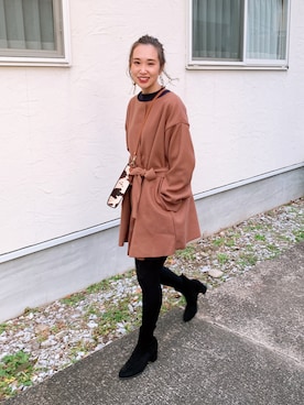 「アベイル」｜「アイテム（その他アウター）」を使った、あみぃさん（レディース・161cm）の冬コーディネート
