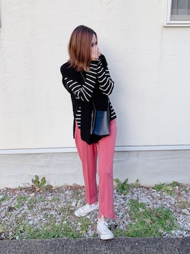 「アイテム（福袋/福箱、ピンク系）」を使った、あみぃさん（レディース・161cm）の秋コーディネート