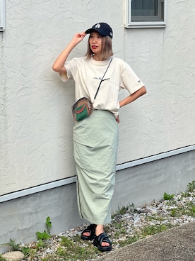 「アイテム（キャップ）」を使った、あみぃさん（レディース・161cm）の夏コーディネート