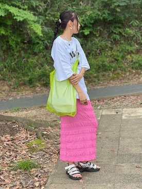 「みんなの白Tフェス」｜「アイテム（アクセサリー）」を使った、あみぃさん（レディース・161cm）の夏コーディネート