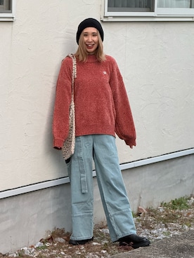 「アイテム（トートバッグ）」を使った、あみぃさん（レディース・161cm）の冬コーディネート