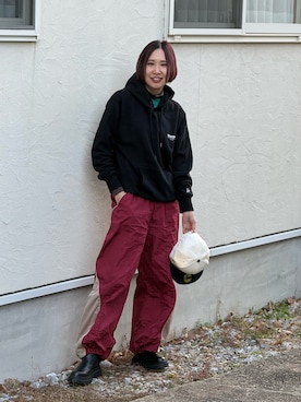 「アイテム（パーカー）」を使った、あみぃさん（レディース・161cm）の冬コーディネート