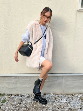 「rectangle（レクタングル）のアイテム（ベスト）」を使った、あみぃさん（レディース・161cm）の秋コーディネート