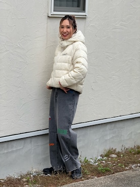 「アイテム（ダウンジャケット/コート）」を使った、あみぃさん（レディース・161cm）の秋コーディネート