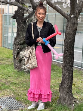 「LYEON（リヨン）のアイテム」を使った、あみぃさん（レディース・161cm）の春コーディネート
