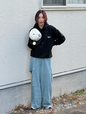 「アイテム（パーカー）」を使った、あみぃさん（レディース・161cm）の冬コーディネート