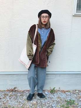 「La-gemme（ラジェム）のアイテム（ジャケット/アウター）」を使った、あみぃさん（レディース・161cm）の冬コーディネート