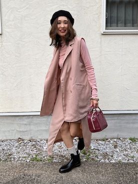 「カラー×コーデ」｜「アイテム（レインシューズ）」を使った、あみぃさん（レディース・161cm）の春コーディネート