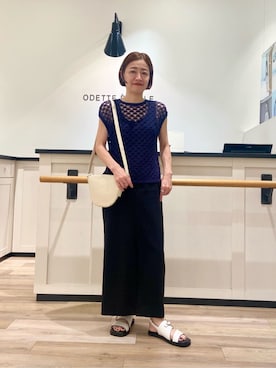 「ODETTE E ODILE（オデットエオディール）のアイテム」を使った、山本　オデット エ オディール スタッフさん（レディース・153cm）の夏コーディネート