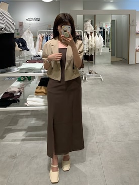 「one after another NICE CLAUP（ワンアフターアナザーナイスクラップ）のストラップ付ミュール（その他シューズ）」を使った、kobaさん（レディース・154cm）の夏コーディネート