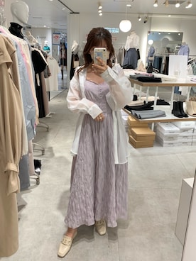 「one after another NICE CLAUP（ワンアフターアナザーナイスクラップ）のアイテム（ジャンパースカート）」を使った、kobaさん（レディース・154cm）の春コーディネート
