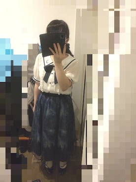 「axes femme POETIQUE（アクシーズファムポエティック）のアイテム（スカート）」を使った、うつきさん（レディース・152cm）の夏コーディネート