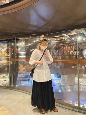 「niko and...（ニコアンド）のアイテム（スカート、ブラック系）」を使った、yeetung530さん（レディース）の夏コーディネート