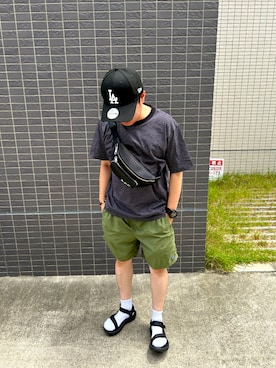 「NEWERA（ニューエラ）のアイテム」を使った、しばっちょさん（メンズ・160cm）の夏コーディネート