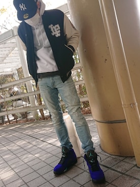 「スニーカー好きと繋がりたい」｜「アイテム（スタジャン）」を使った、itsuka&Tさん（メンズ・180cm）の冬コーディネート