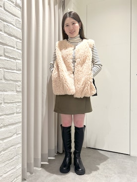 「FREE'S MART（フリーズマート）のアイテム（その他アウター）」を使った、れいなさん（レディース・154cm）の秋コーディネート