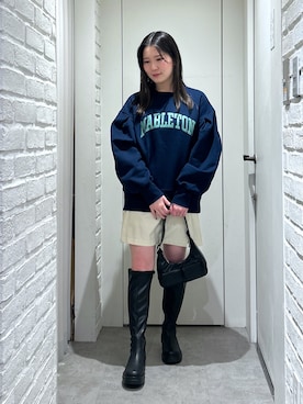 「FREE'S MART（フリーズマート）のアイテム（スウェット）」を使った、れいなさん（レディース・154cm）の冬コーディネート