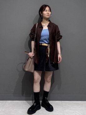 「アイテム（バンダナ/スカーフ）」を使った、kahoさん（レディース・150cm）の秋コーディネート