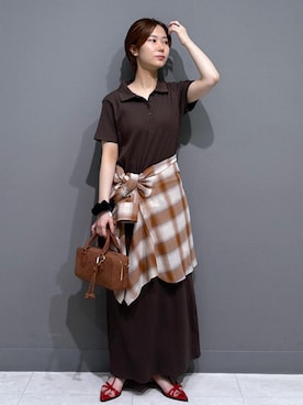 「アイテム（ボストンバッグ）」を使った、kahoさん（レディース・150cm・20代）の夏コーディネート