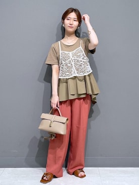 「カジュアルコーデ」｜「アイテム（スラックス）」を使った、kahoさん（レディース・150cm）の夏コーディネート