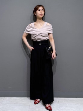 「アイテム（スラックス）」を使った、kahoさん（レディース・150cm）の夏コーディネート