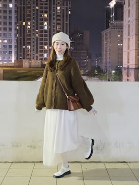 「SMELLY（スメリー）のアイテム（帽子）」を使った、Anita🍎さん（レディース・163cm）の冬コーディネート