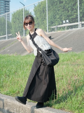 「Gramicci（グラミチ）のアイテム（スリッポン）」を使った、Anita🍎さん（レディース・163cm）の夏コーディネート